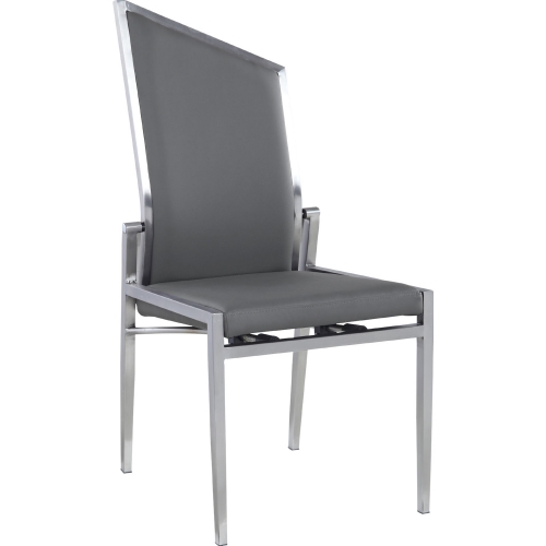 Nala Motion Back Dining Chair in Grey Leatherette & Brushed Stainless (Set of 2)